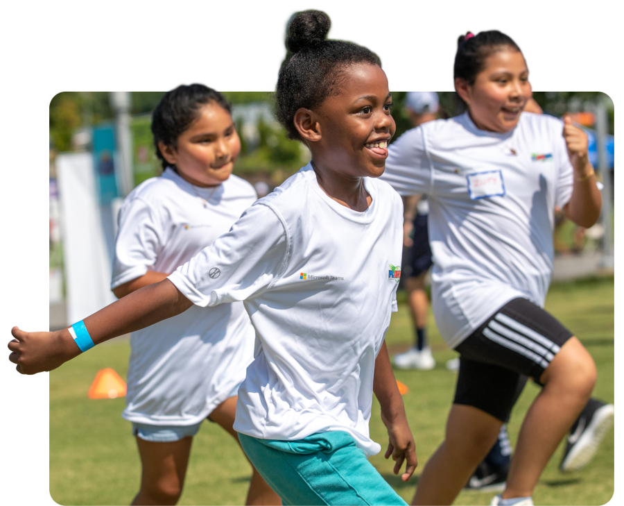 Girls playing soccer